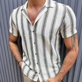 Men Shirt Fashion Casual Striped Loose