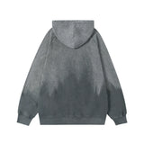 Men Hoodie Autumn and Winter Loose Casual Long Sleeves Distressed Hooded Jacket