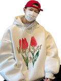 Men Hoodie Vintage Tulip Sweater Men's Spring and Autumn Hooded Couple Jacket
