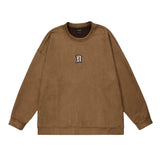 Men Hoodie Simple Embroidered Letter Crew Neck Sweatshirt