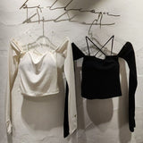 Women Long Sleeve Shirt Sleeveless Short Skinny Slimming Bottoming Shirt