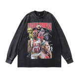 Men Long Sleeve Shirt Washed Long Sleeve T-shirt Men and Women Street Fashion Brand