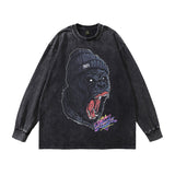Men Long Sleeve Shirt Fun Printing Old Bottoming Long Sleeve T-shirt Men and Women Couple