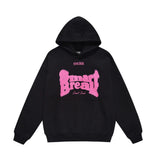 Men Fleece Lined Hoodie Winter Hooded Sweater Men Oversize Letters Printed Loose Long Sleeves