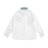 Men Long Sleeved T Shirt Embroidered Letter Long Sleeve Shirt Men's Loose Casual Contrast Color Shirt Spring and Autumn