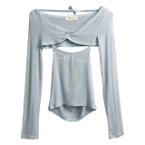Women Long Sleeve Shirt Autumn Vest Long Sleeve Shawl Body-Hugging Suit