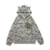 Men Hoodie Devil Horn Hoodie Coat Male Loose Letters