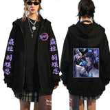 Men Women Anime Zip Hoodie Demon Slayer Graphic Print