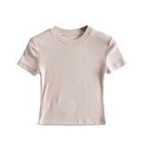 Women Cotton T Shirt Summer round Neck Short Sleeves