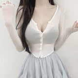 Women Long Sleeve Shirt V-neck Bottoming Shirt Long Sleeve