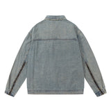 Men Denim Jacket Men's Denim Jacket Spring and Autumn Washed Worn Coat