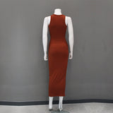 Women Desses round Neck Sleeveless Dress
