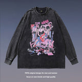 Men Long Sleeve Shirt Cartoon Printed Long-Sleeved T-shirt Men and Women Oversize