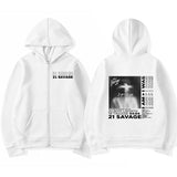Rapper 21 Savage I Am I Was Album Cover Zipper Sweatshir