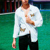 Men Shirt Spring and Autumn Leisure Printing Lapel Men's Shirt