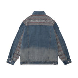 Men Denim Jacket Stitching Denim Jacket Men's Design Sense Loose Wash Distressed Denim Jacket