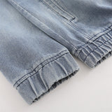 Men Denim Jacket Striped Hooded Denim Jacket Men's Loose Distressed Washed Tie-Dyed Denim Jacket
