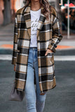 Plaid Trench Coat Women's Lapel Pocket Plaid