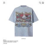American vintage street T-shirt cotton men's summer loose