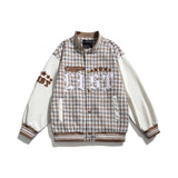 Unisex Jacket Autumn Tricolor Plaid Embroidered Jacket Women's Clothing
