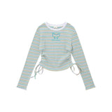 Women Long Sleeve T-Shirt Long Sleeve T-shirt Girls round Neck Contrast Color Short Top