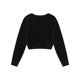 Women Sweater Short Letters Knitted Cardigan Jacket Girls' Sweater