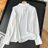 Women T-Shirt Autumn Korean Style Elegant Versatile Solid Color Top Shirt