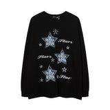 Men Long Sleeve Shirt Denim Embroidered Patch Long Sleeve Bottoming T-shirt Men and Women Couple