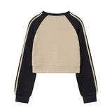 Women Hoodie Printed Short Sweater for Girls round Neck Multicolor Long Sleeve