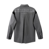 Men Long Sleeved T Shirt Color Matching Stitching Embroidered Letter Long Sleeve Lapel Shirt Men Ins