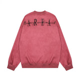 Men Hoodie Embroidery Letter Crew Neck Men's Spring and Autumn Distressed Dirty