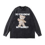 Men Long Sleeve Shirt Cartoon Printed Distressed Long Sleeve T-shirt Men's and Women's Bottoming Top