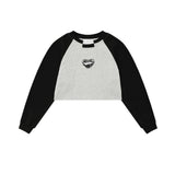 Women Hoodie Patchwork round Neck Short Heart Printing Autumn Long Sleeve