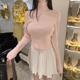 Women Long Sleeve Shirt Short Autumn and Winter Knitwear Sweater