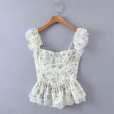 Women T-Shirt Summer Casual Printed Slim-Fit Sling Blouse