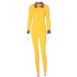 Women Jumpsuit Spring Fashion Long-Sleeve Zipper Jumpsuit