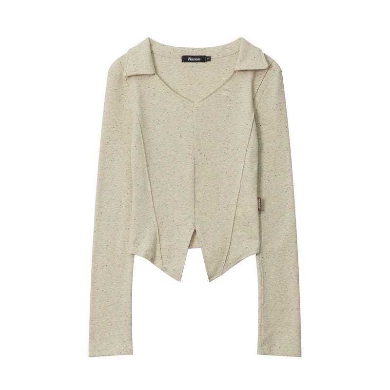 Women Long Sleeve T-Shirt Long Sleeve T-shirt Women's Casual Shoulder V-neck Short Top