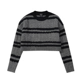 Women Sweater Striped Short Style Knitwear Girls' Spring and Autumn Long Sleeve