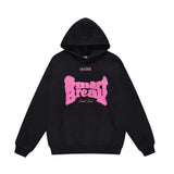Men Fleece Lined Hoodie Winter Hooded Sweater Men Oversize Letters Printed Loose Long Sleeves