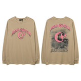 Men Long Sleeve Shirt Graffiti Necklace Personalized Couple Long Sleeve T-shirt Bottoming Men and Women