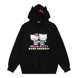 Men Hoodie Cartoon Cat Printed Hoodie