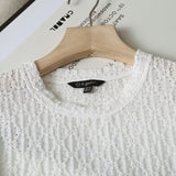 Women T-Shirt Three-Dimensional T-shirt Top Black and White Lace Shirt for Women
