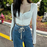 Women Long Sleeve Shirt Women's V-neck Top