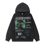 Men Hoodie Portrait Hooded Sweater Men's Loose Wash Pullover Hoodie Autumn