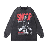 Men Long Sleeve Shirt Printed Distressed Long Sleeve T-shirt Men and Women Retro
