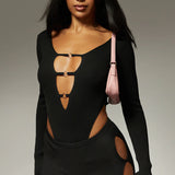 Women Jumpsuit Long Sleeve Tight Bodysuit Sexy Top