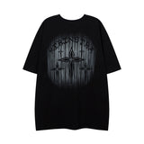 Men T Shirt Gothic Cross Graffiti Printing Short Sleeve T-shirt Men and Women Street Loose
