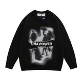 Men Hoodie Figure Printed Crew Neck Sweatshirt Loose Long Sleeve Pullover Casual Top Autumn
