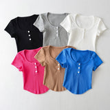 Women T-Shirt Short-Sleeved T-shirt Women's Summer round Neck Top