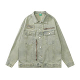 Men Denim Jacket Denim Coat Men's Clothing Spring and Autumn Loose Washed-out Distressed Jacket